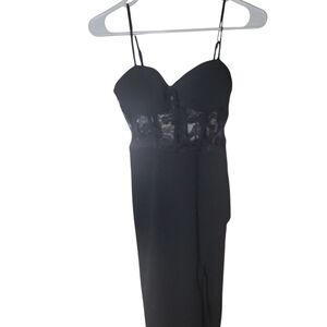 City Studio Junior's Black Slim Fitting Sheer Lace Corset Party Dress, Sz XS